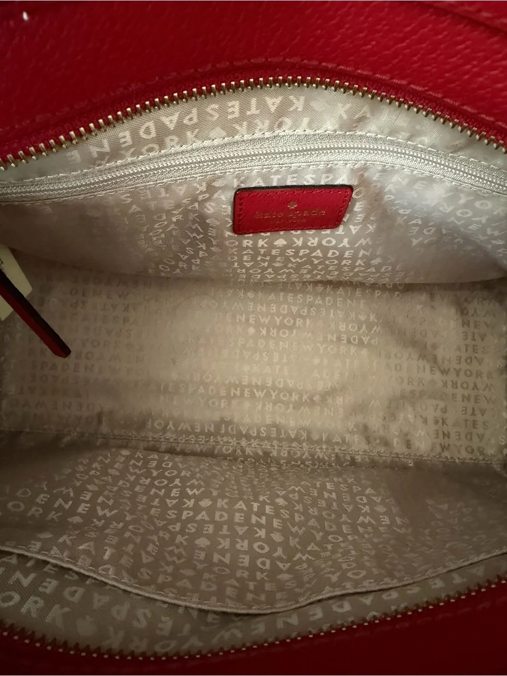 Kate Spade New York Red Pebbled Leather Satchel Tote Bag - Picture 7 of 8